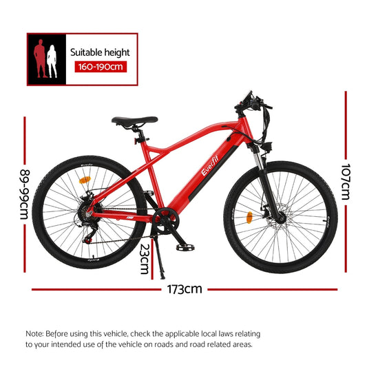 Everfit 26 Inch Electric Bike Mountain Bicycle eBike Built-in Battery 250W EBIKE-C-26IN-ALU-RD