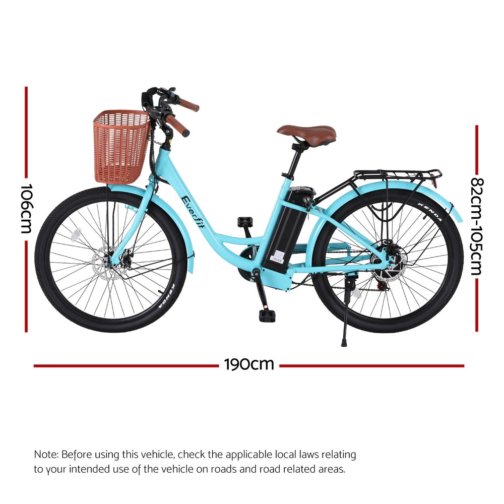 Everfit 26" Electric Bike City Bicycle eBike e-Bike Commuter w/ Battery BL EBIKE-C-CITY-BL-BAS