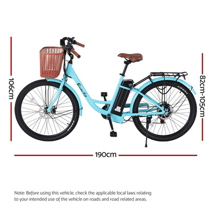 Everfit 26" Electric Bike City Bicycle eBike e-Bike Commuter w/ Battery BL EBIKE-C-CITY-BL-BAS