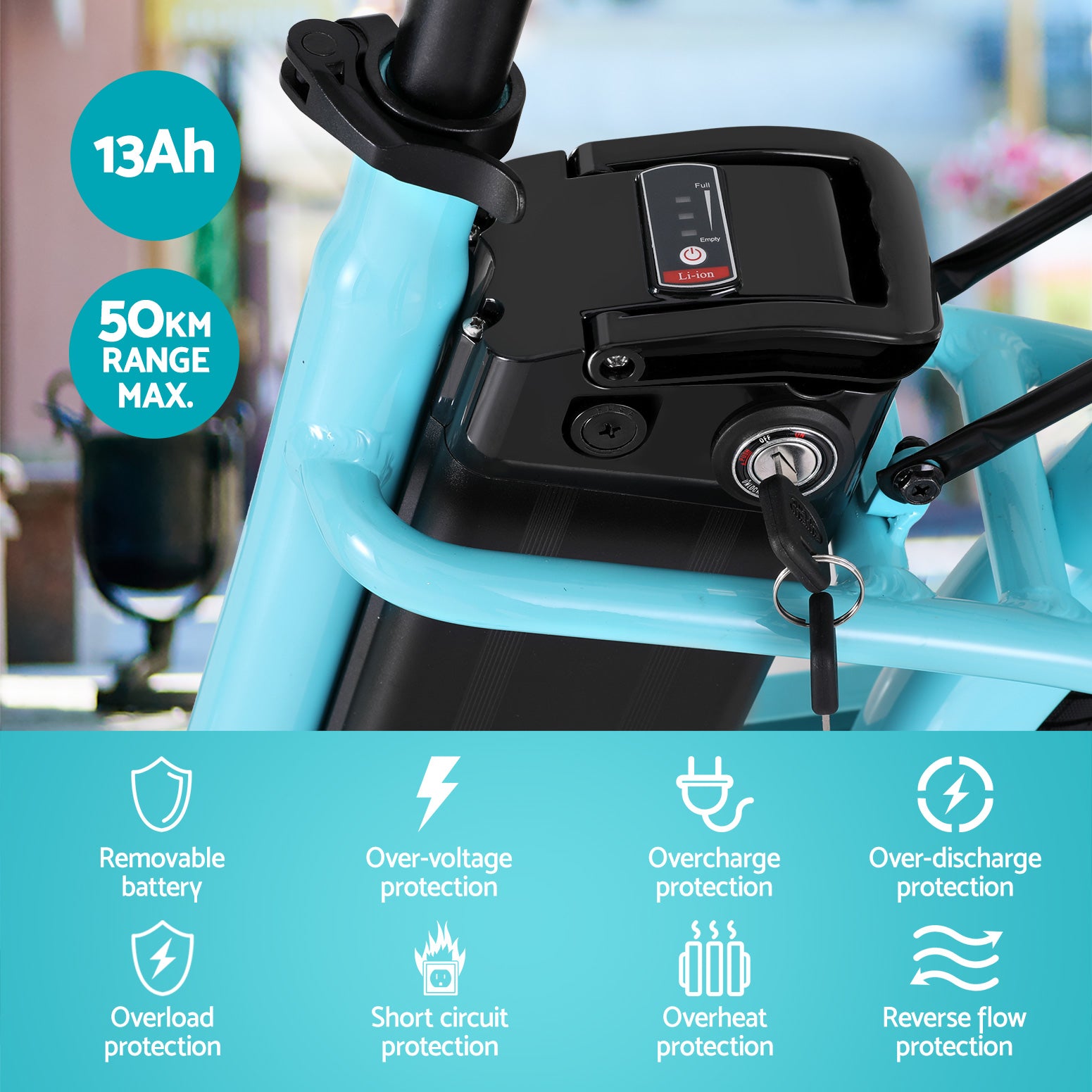 Everfit 26" Electric Bike City Bicycle eBike e-Bike Commuter w/ Battery BL EBIKE-C-CITY-BL-BAS