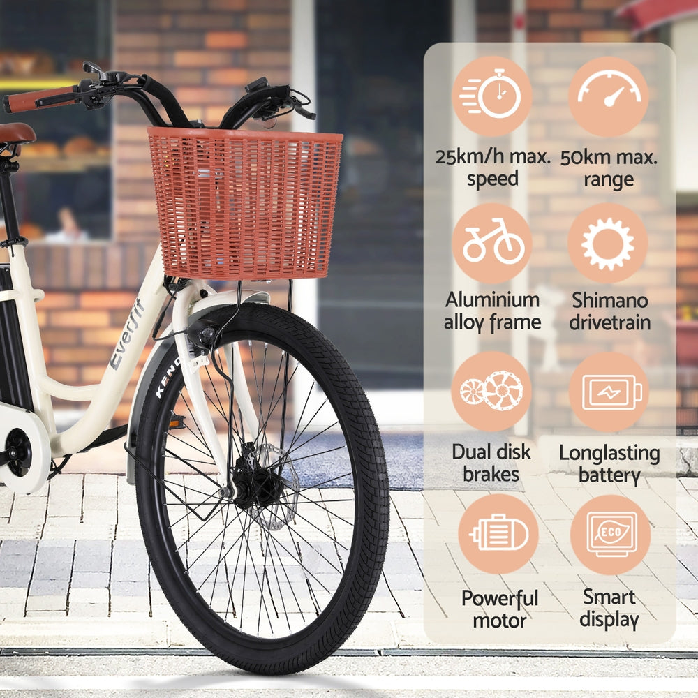 Everfit 26" Electric Bike City Bicycle eBike e-Bike Commuter w/ Battery WH EBIKE-C-CITY-WH-BAS