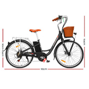 Phoenix 26 Inch Electric Bike Urban Bicycle eBike Removable Battery Black EBIKE-CITY-26-BK-BAS