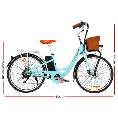 Phoenix 26 Inch Electric Bike Urban Bicycle eBike Removable Battery Blue EBIKE-CITY-26-BL-BAS