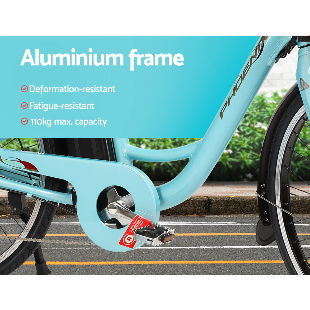 Phoenix 26 Inch Electric Bike Urban Bicycle eBike Removable Battery Blue EBIKE-CITY-26-BL-BAS