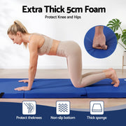 Everfit 180x60cm Gymnastics Mats Folding Exercise Floor Mat Portable 3 Fold Tumbling Mat Blue