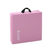 Everfit 180x60cm Gymnastics Mats Folding Exercise Floor Mat Portable 3 Fold Tumbling Mat Pink