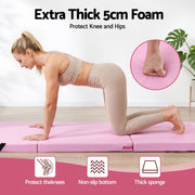 Everfit 180x60cm Gymnastics Mats Folding Exercise Floor Mat Portable 3 Fold Tumbling Mat Pink