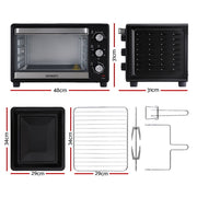 Devanti 30L Convection Oven Electric Fryer Ovens 1600W ECO-B-NHP-30L-BK