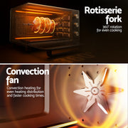 Devanti 30L Convection Oven Electric Fryer Ovens 1600W ECO-B-NHP-30L-BK