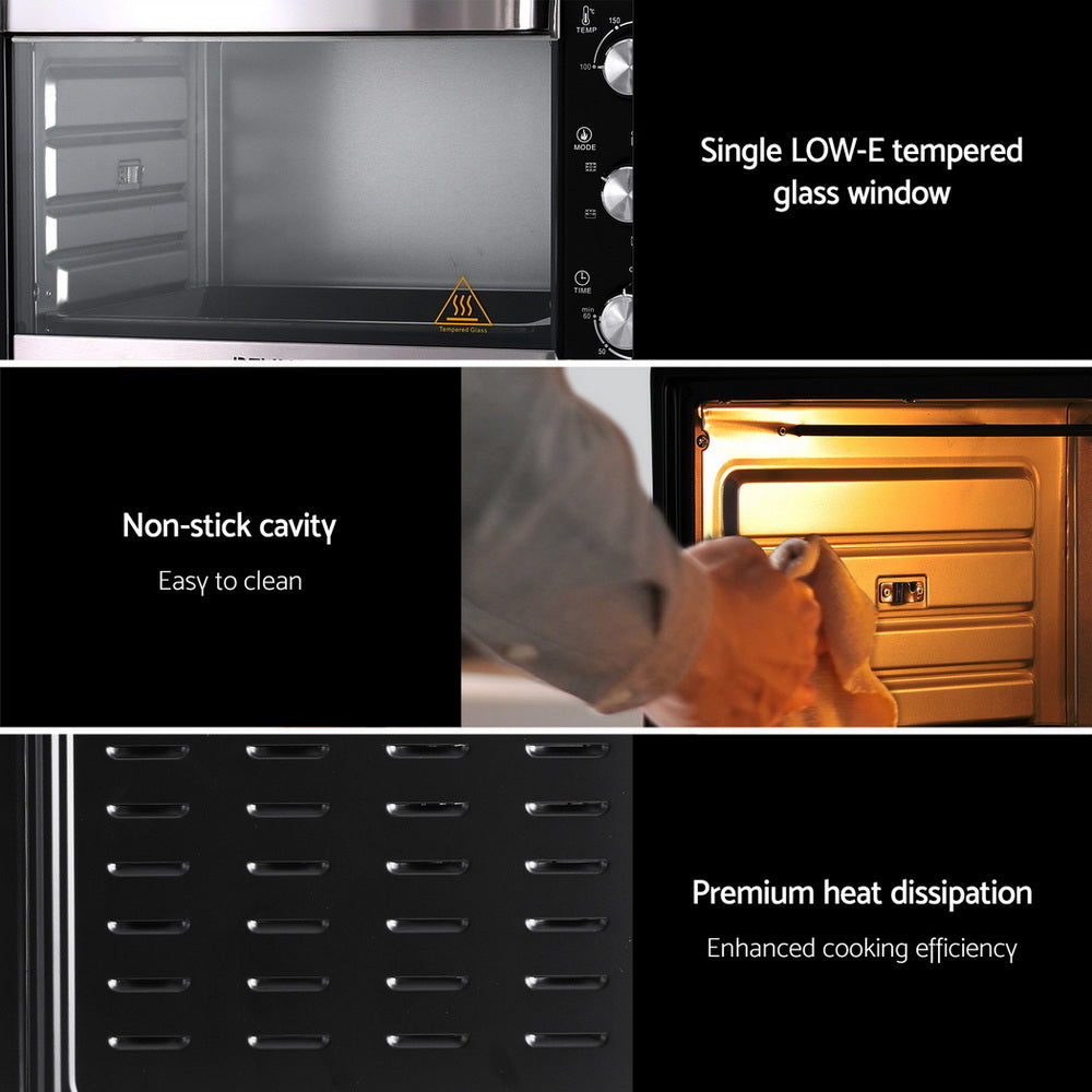 Devanti 30L Convection Oven Electric Fryer Ovens 1600W ECO-B-NHP-30L-BK