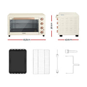 Devanti 60L Convection Oven Electric Fryer Ovens 2000W Cream