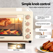 Devanti 60L Convection Oven Electric Fryer Ovens 2000W Cream