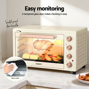 Devanti 60L Convection Oven Electric Fryer Ovens 2000W Cream