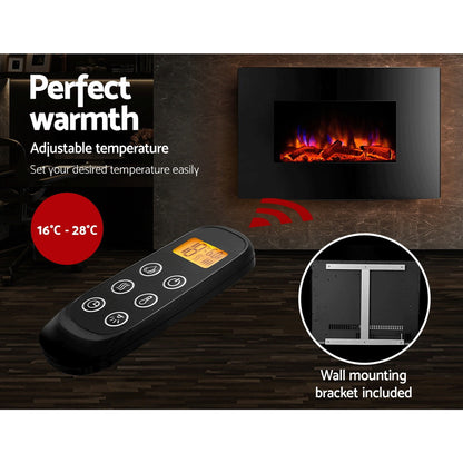 Devanti Electric Fireplace Fire Heater 2000W EFL-B-159-2000-BK
