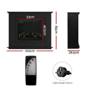 Devanti Electric Fireplace Fire Heater 2000W Black EFL-B-2000-FRAME-BK