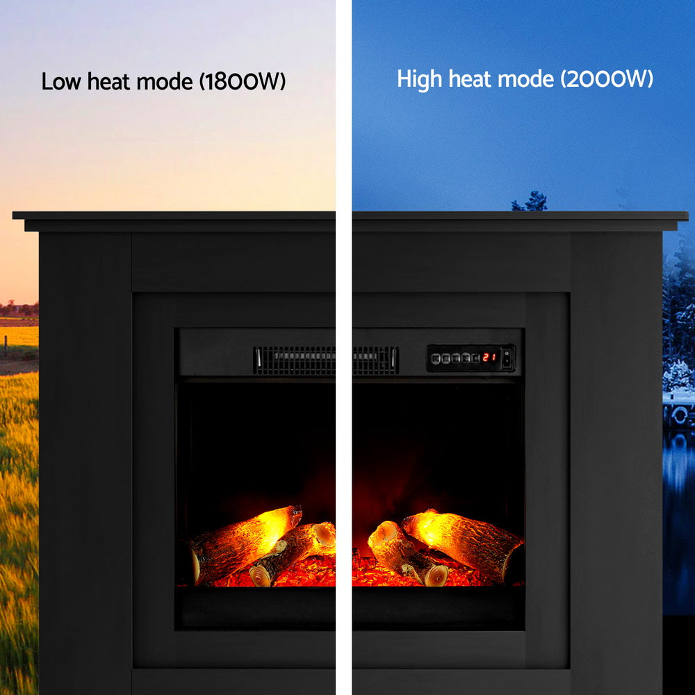 Devanti Electric Fireplace Fire Heater 2000W Black EFL-B-2000-FRAME-BK