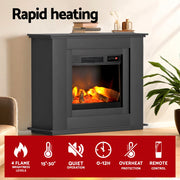 Devanti Electric Fireplace Fire Heater 2000W Black EFL-B-2000-FRAME-BK