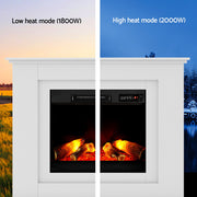 Devanti Electric Fireplace Fire Heater 2000W White EFL-B-2000-FRAME-WH