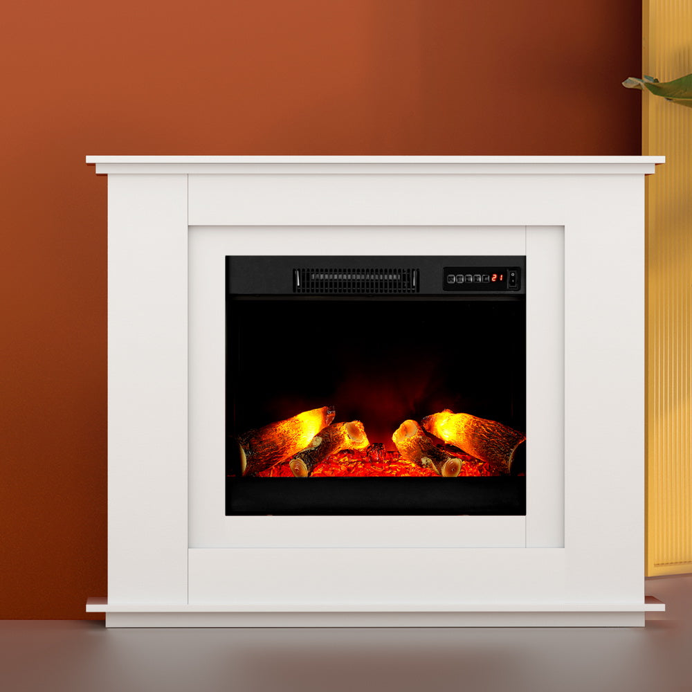Devanti Electric Fireplace Fire Heater 2000W White EFL-B-2000-FRAME-WH