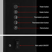 Devanti Electric Fireplace Fire Heater 2000W Black EFL-D-03B-2000-BK