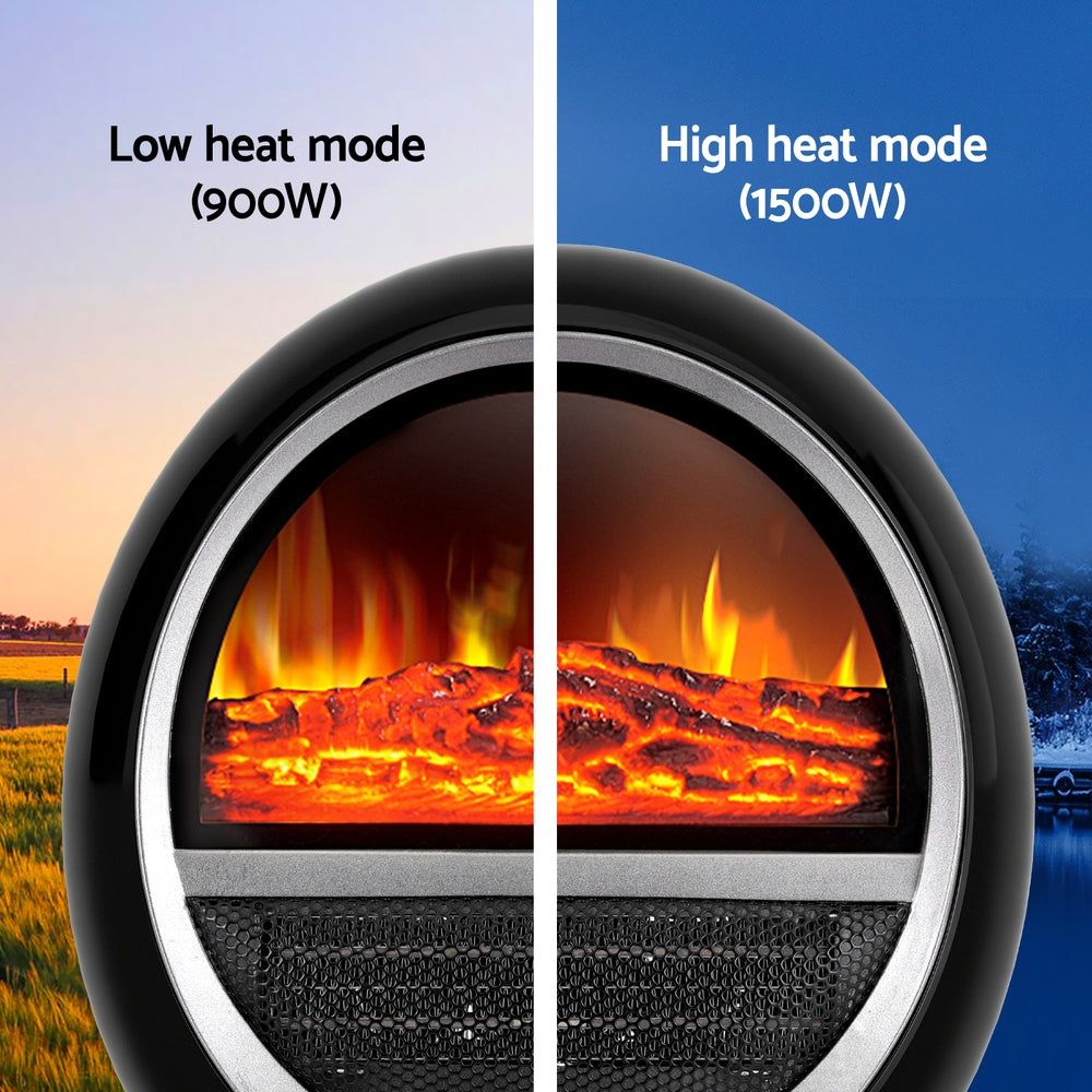 Devanti Electric Fireplace Fire Heaters 1500W EFL-D-09-1500-BK