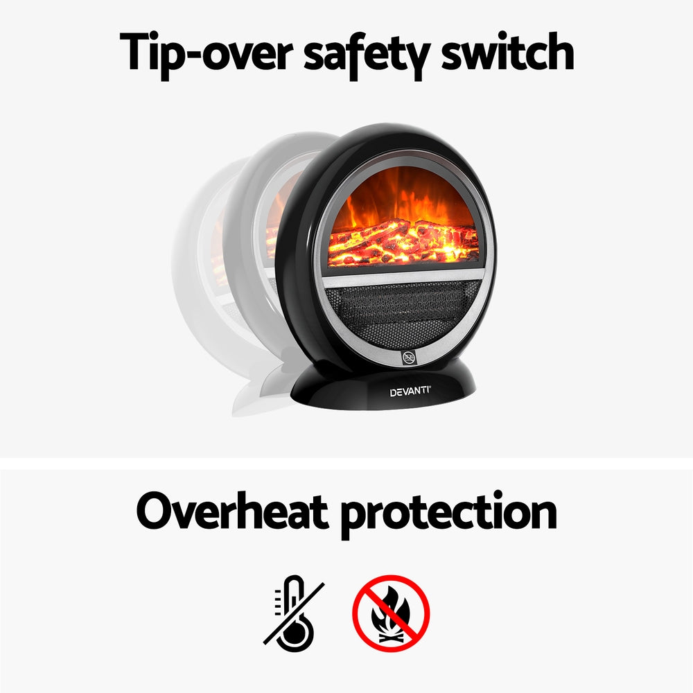 Devanti Electric Fireplace Fire Heaters 1500W EFL-D-09-1500-BK