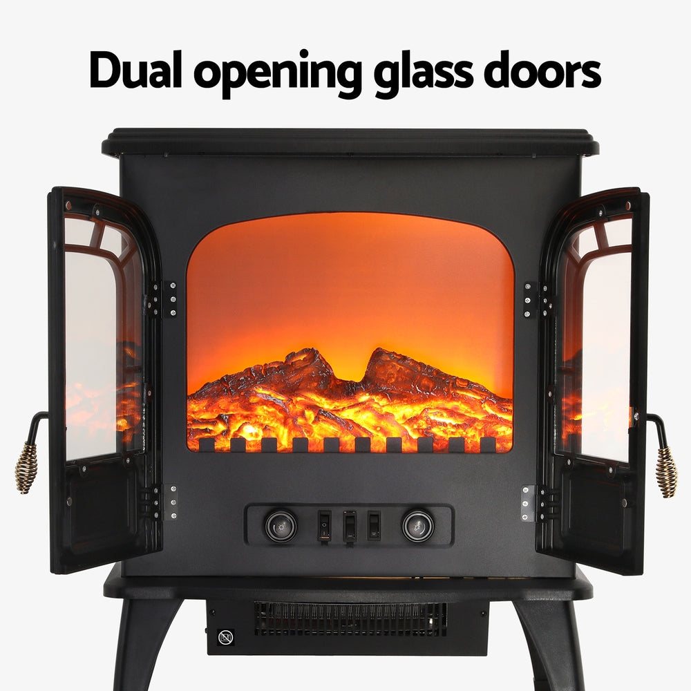 Devanti Electric Fireplace Fire Heaters 2000W EFL-D-11B-1800-BK