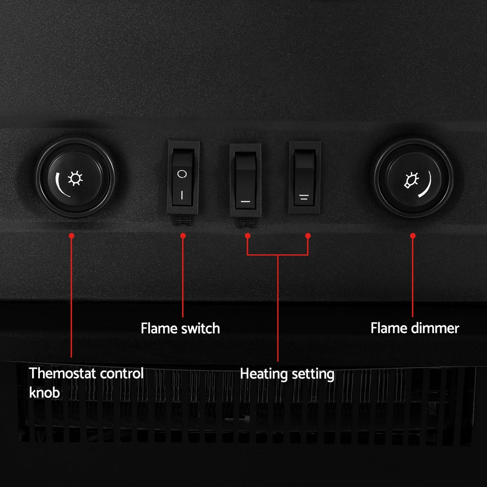 Devanti Electric Fireplace Fire Heaters 2000W EFL-D-11B-1800-BK
