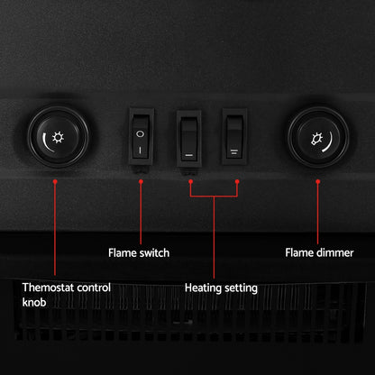 Devanti Electric Fireplace Fire Heaters 2000W EFL-D-11B-1800-BK