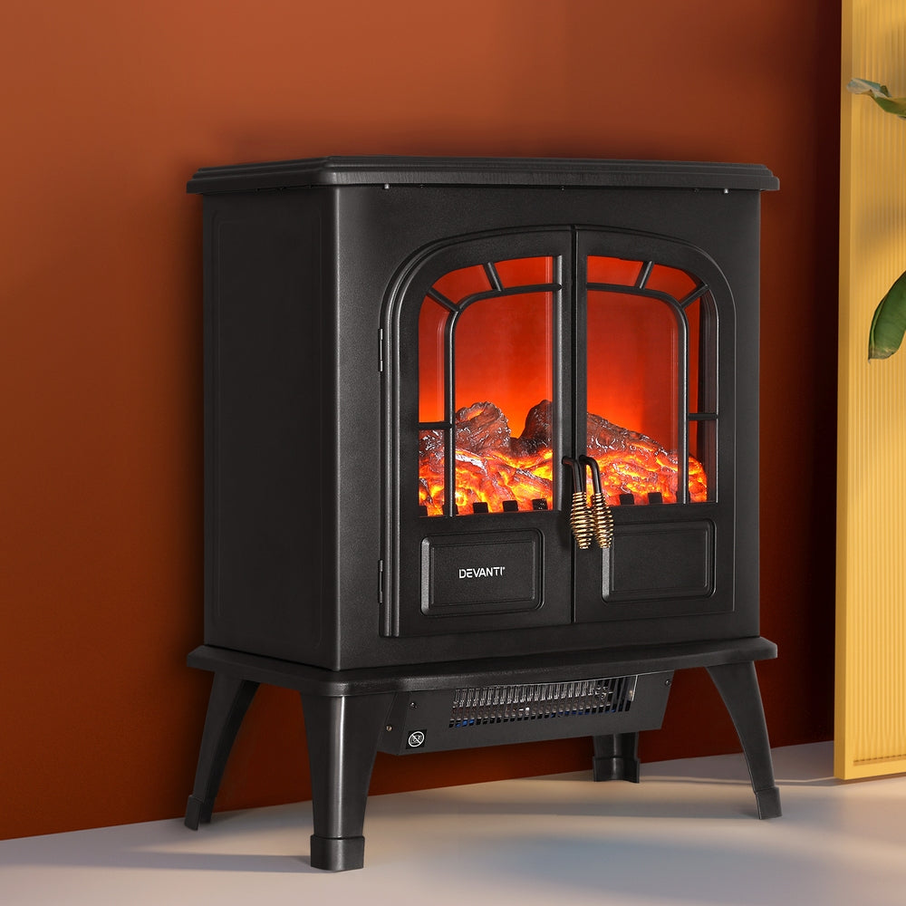Devanti Electric Fireplace Fire Heaters 2000W EFL-D-11B-1800-BK