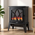 Devanti 2000W Electric Fireplace Heater Stove Freestanding 3D Flame Effect Indoor Space Heaters EFL-D-19C-2000-BK