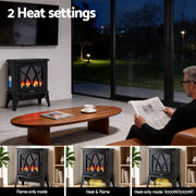 Devanti 2000W Electric Fireplace Heater Stove Freestanding 3D Flame Effect Indoor Space Heaters EFL-D-19C-2000-BK