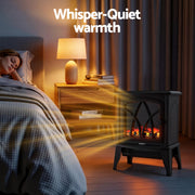 Devanti 2000W Electric Fireplace Heater Stove Freestanding 3D Flame Effect Indoor Space Heaters EFL-D-19C-2000-BK