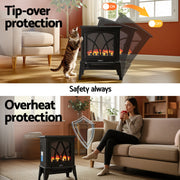 Devanti 2000W Electric Fireplace Heater Stove Freestanding 3D Flame Effect Indoor Space Heaters EFL-D-19C-2000-BK