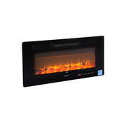 Devanti Electric Fireplace Fire Heater Wall Mounted Insert 3D Flame 1800W Remote Control EFL-D-YH23-2000-BK