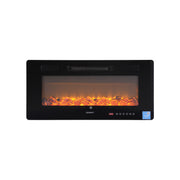 Devanti Electric Fireplace Fire Heater Wall Mounted Insert 3D Flame 1800W Remote Control EFL-D-YH23-2000-BK