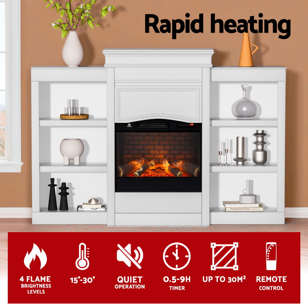 Devanti 2000W Electric Fireplace Fire Heater White EFL-XL-FRAME-WH-AB