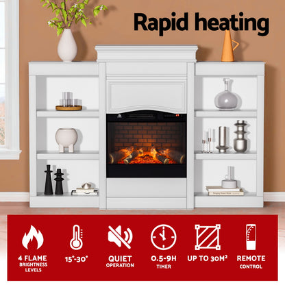 Devanti 2000W Electric Fireplace Fire Heater White EFL-XL-FRAME-WH-AB