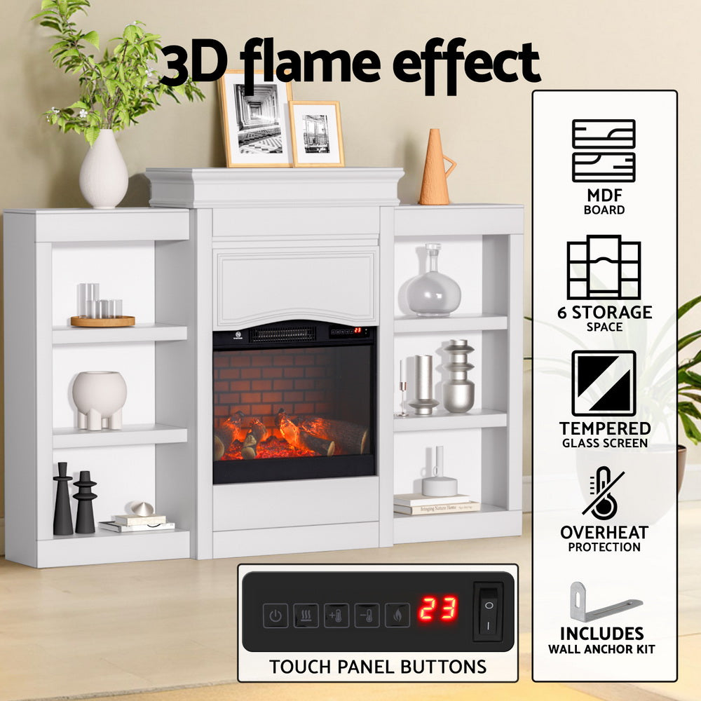 Devanti 2000W Electric Fireplace Fire Heater White EFL-XL-FRAME-WH-AB