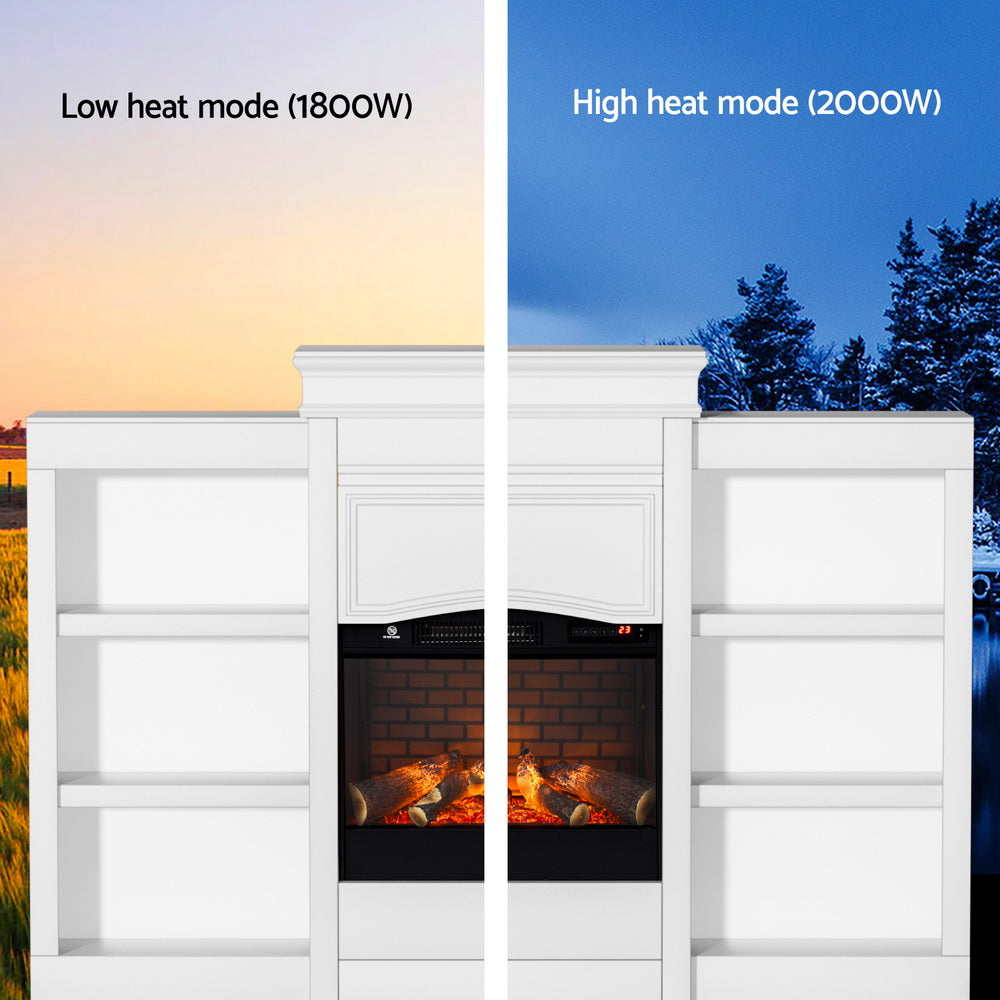 Devanti 2000W Electric Fireplace Fire Heater White EFL-XL-FRAME-WH-AB