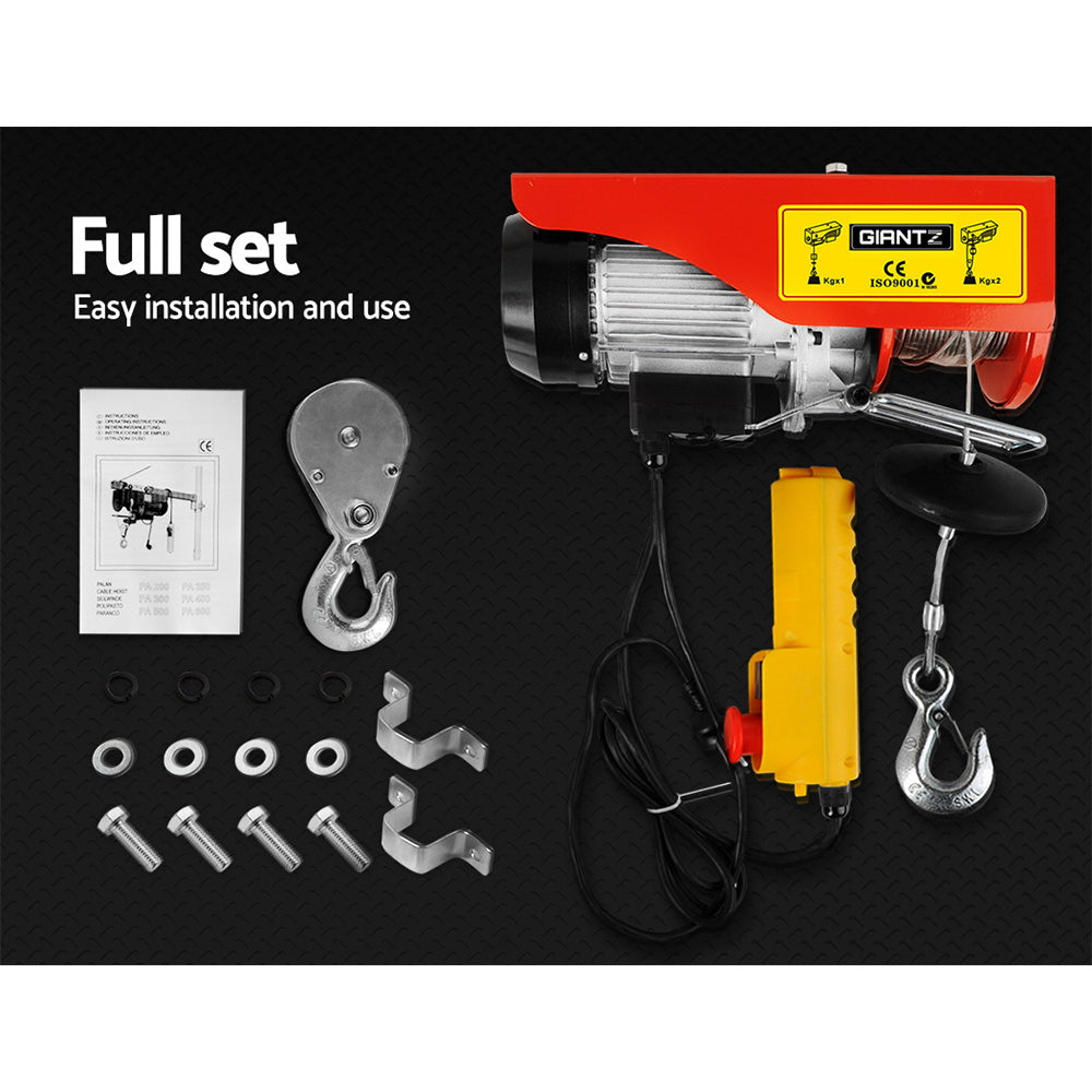 Giantz Electric Hoist Winch 125/250KG Cable 18M Rope Tool Remote Chain Lifting EH-15M-PA250A