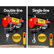 Giantz Electric Hoist Winch 400/800KG Cable 20M Rope Tool Remote Chain Lifting EH-15M-PA800A