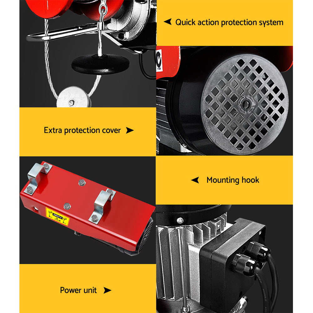 Giantz Electric Hoist Winch 400/800KG Cable 20M Rope Tool Remote Chain Lifting EH-15M-PA800A