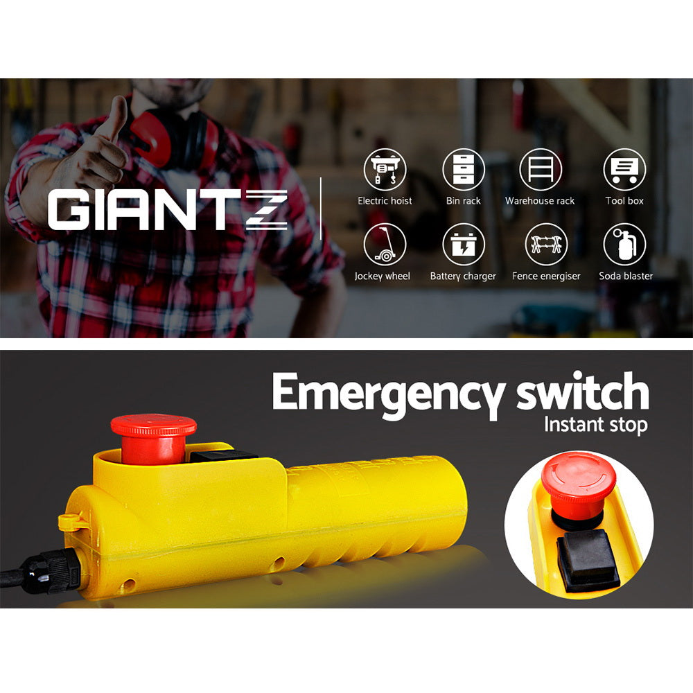 Giantz Electric Hoist Winch 500/1000KG Cable 20M Rope Tool Remote Chain Lifting EH-18M-1000A