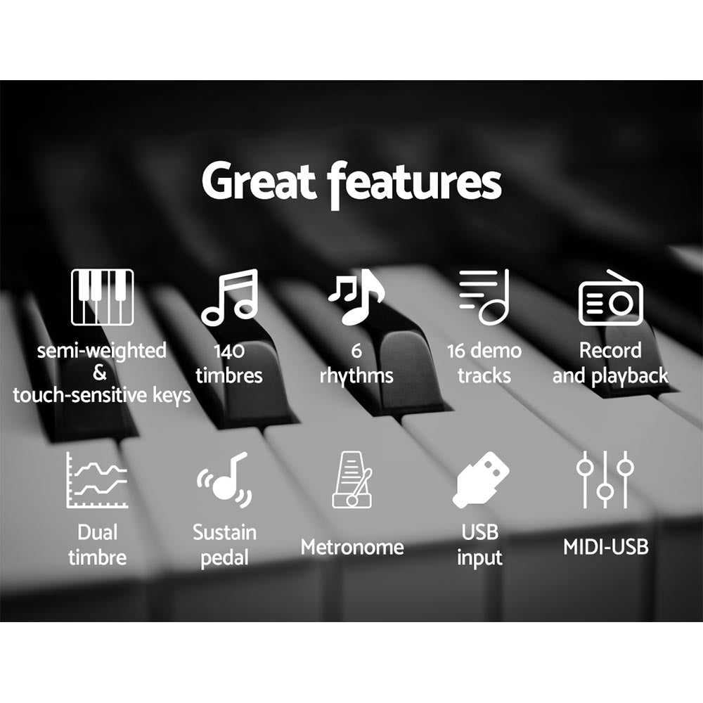 Alpha 88 Keys Electronic Piano Keyboard Digital Electric w/ Stand Sustain Pedal EK-DP-881-BK-X