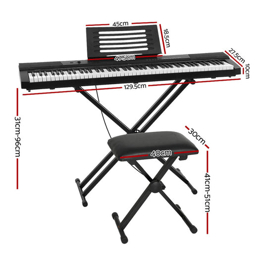 Alpha 88 Keys Electronic Piano Keyboard Digital Electric w/ Stand Stool Pedal EK-DP-881-BK-X-B01