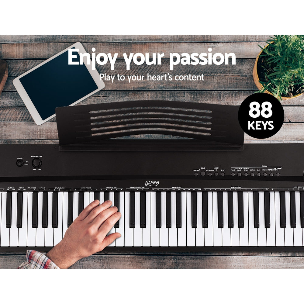 Alpha 88 Keys Electronic Piano Keyboard Digital Electric w/ Stand Stool Pedal EK-DP-881-BK-X-B01