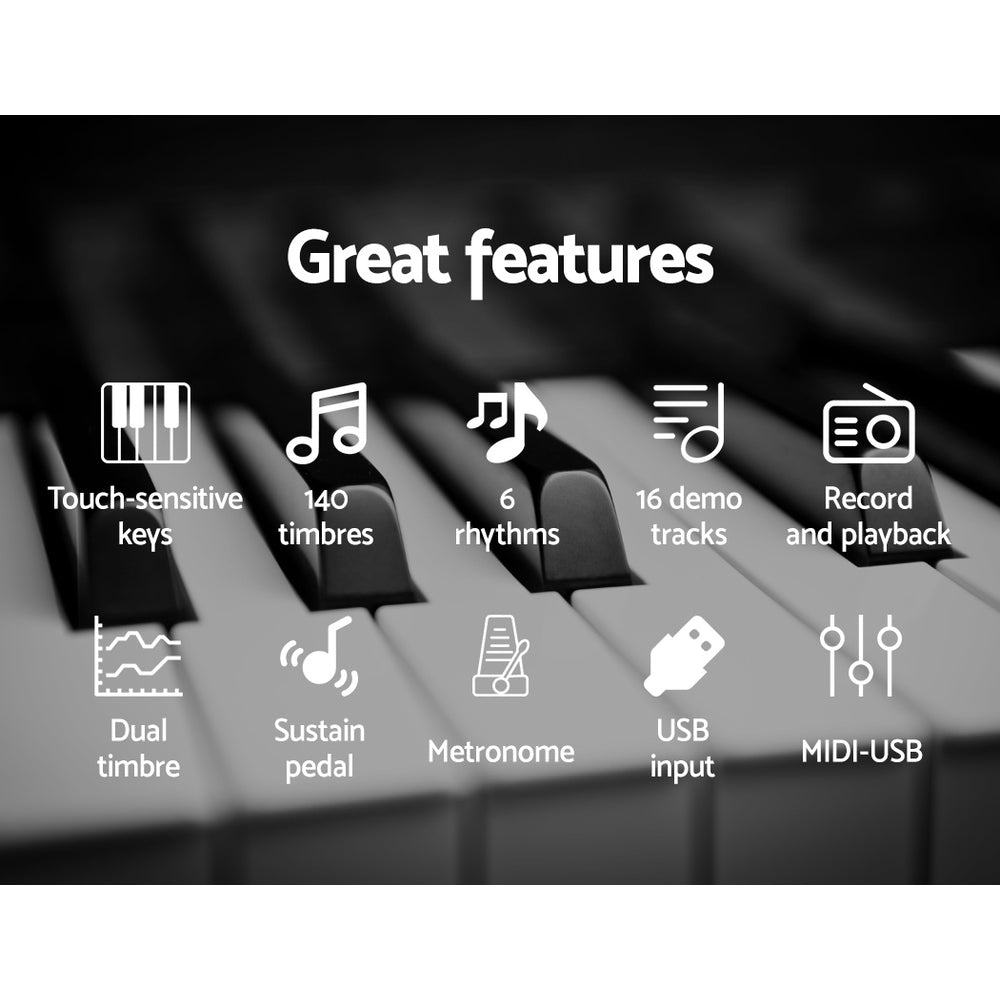 Alpha 88 Keys Electronic Piano Keyboard Digital Electric w/ Stand Stool Pedal EK-DP-881-BK-X-B01