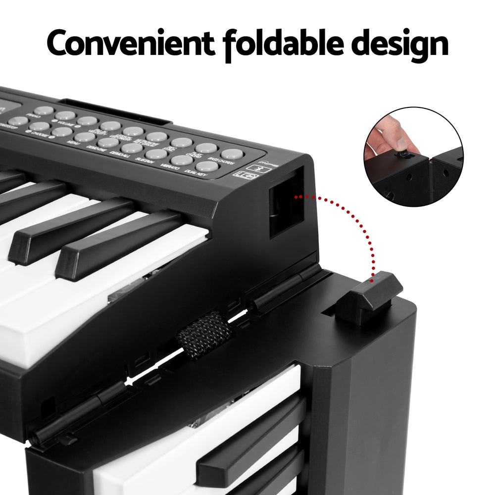 Alpha 61 Keys Foldable Electronic Piano Keyboard Digital Electric w/ Carry Bag EK-FOLD-666-BK
