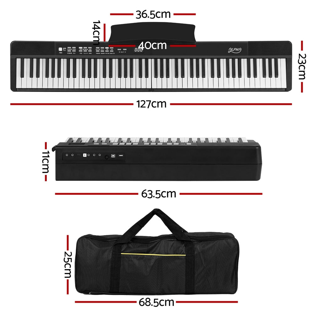 Alpha 88 Keys Foldable Electronic Piano Keyboard Digital Electric w/ Carry Bag EK-FOLD-81-BK